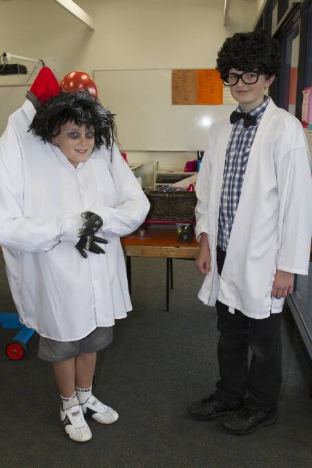 Doctor Jodan (right) made a small mistake putting JJ back together again. The Ararat West students got into the spirit of things during Education Week last week. Picture: PETER PICKERING