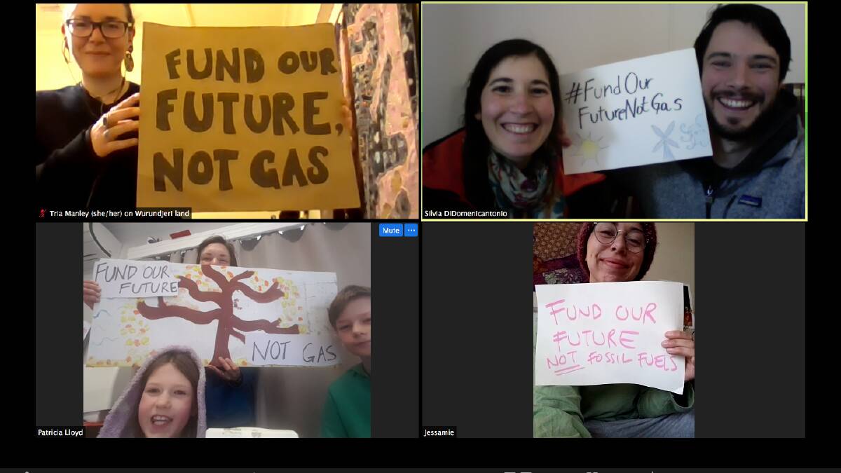 VIRTUAL PROTEST: Ms Di Domenicantonio organised a Zoom meeting for the Fund Our Future not Gas rally promoted by SS4C. Picture: CONTRIBUTED 