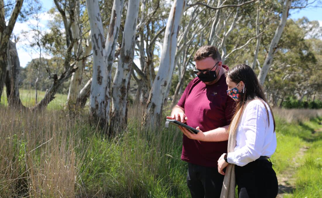 FIRE READY: Ararat Rural City Council emergency management team Joel Farrow and Clara Orr inspecting a property for a Fire Prevention Notice. Picture: ARCC