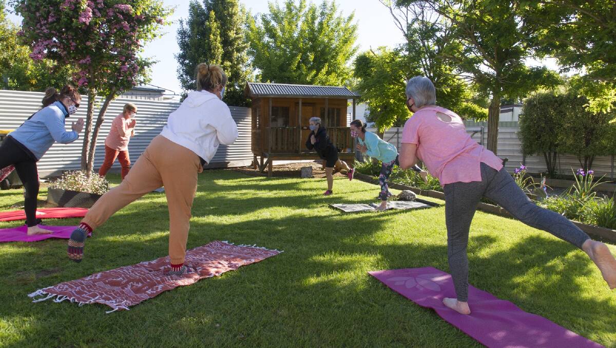 MAT PILATES: Ararat gym owner Kelli Holtham-Felini has been teaching outdoor classes during the COVID-19 pandemic. Picture: PETER PICKERING 