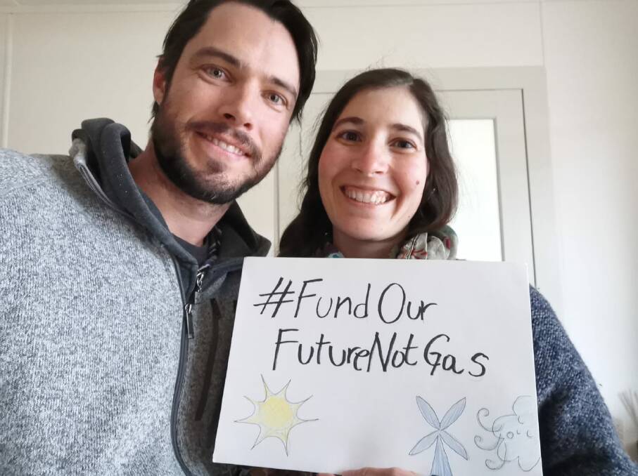 NO GAS: Martin Stringer and Silvia Di Domenicantonio participated in the Fund Our Future not Gas rally. Picture: CONTRIBUTED 