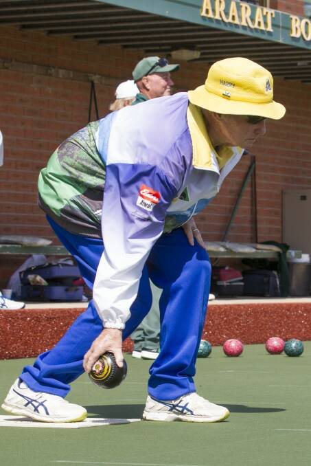 TAKING AIM: Harry Wheeler takes aim in a Grampians bowls game recently. Photo: PETER PICKERING