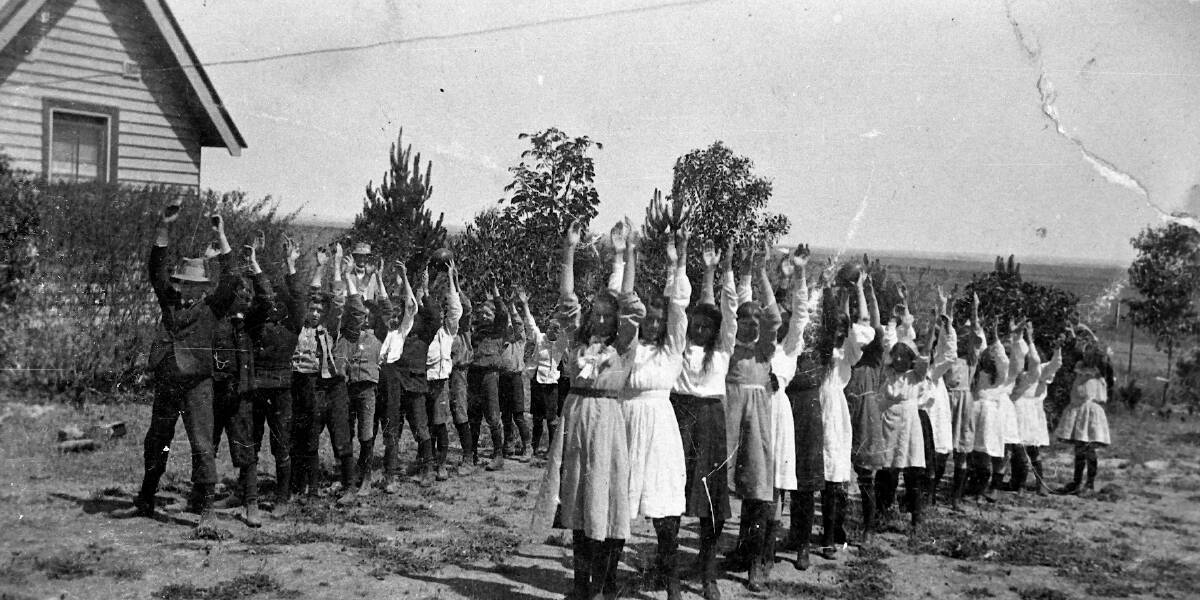 BACK WHEN: Pupils at the Mellier School, when it was at Mount Pleasant, doing some exercises. Date unknown, but prior to 1919.