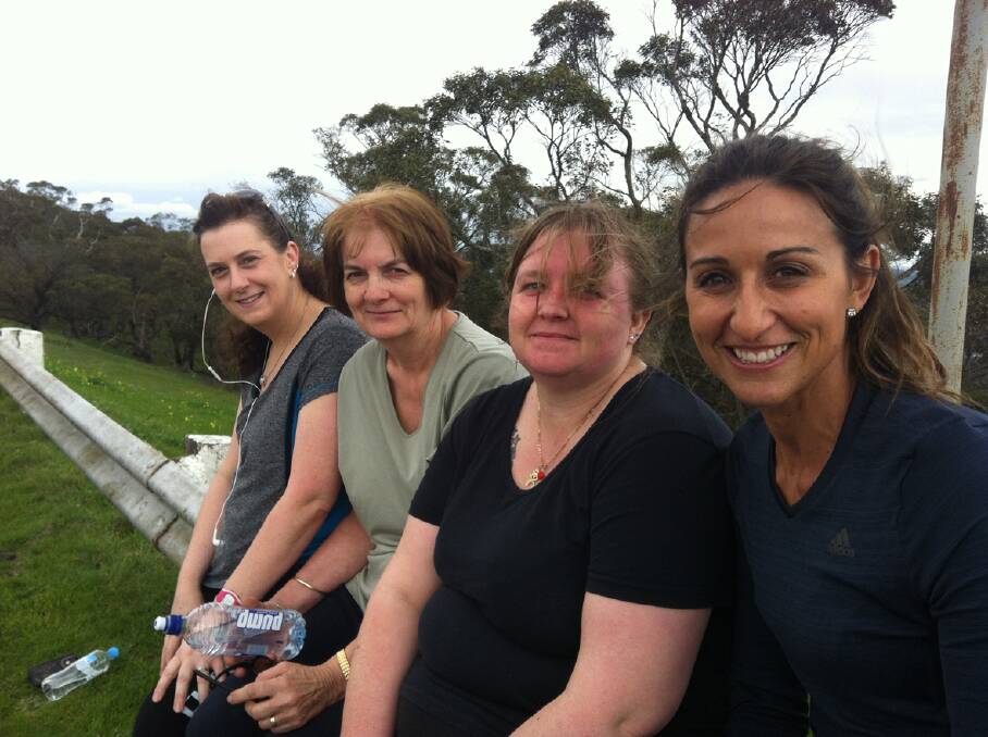 Taking a breather following the gruelling walk up One Tree Hill are Tracey Walters, Rhonda Wall and Mandy Townsend-Pike with The Biggest Loser Host Hayley Lewis.