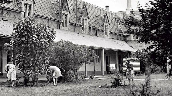 Girls work in the grounds of Parramatta Girls Home in the 1960s.