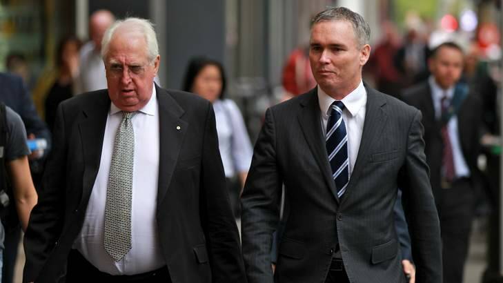 Craig Thomson and his barrister, Greg James QC, (left), arrive at Melbourne Magistrates court on Wednesday. Photo: Ken Irwin