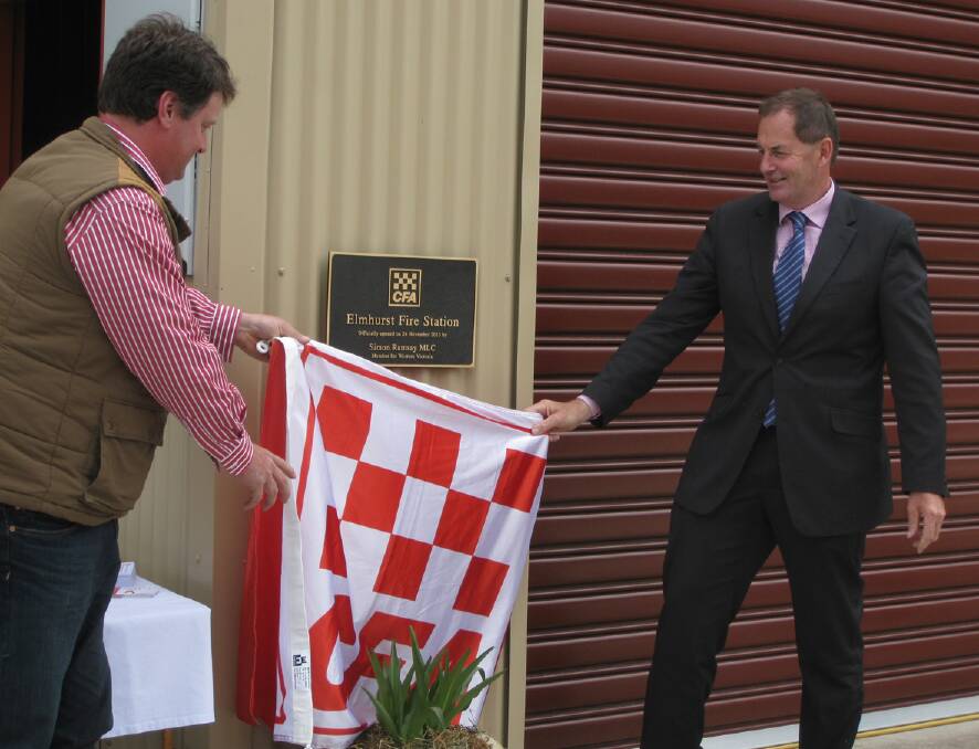 Member for Western Victoria, Simon Ramsay (right) and Elmhurst Fire Brigade captain Ben Greene, officially open the upgraded Elmhurst Fire Station. Pictures: JEAN PENNA
