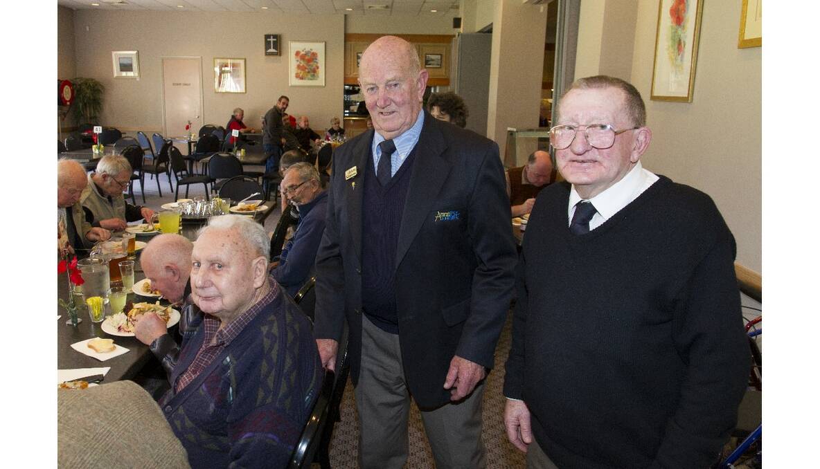 Eddie McAdie and Mick Sherger with the veterans at an RSL lunch.