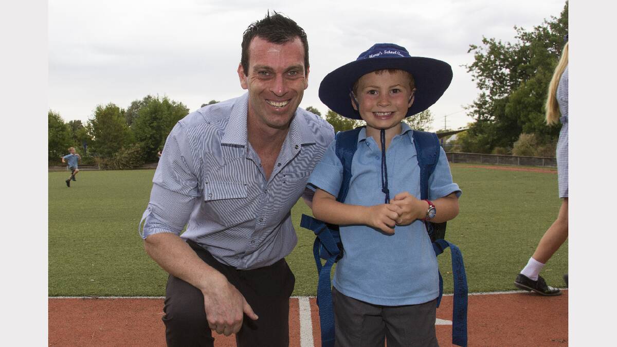 New St Mary's principal Tom Hogan made sure prep student Ryan was in the right spot.