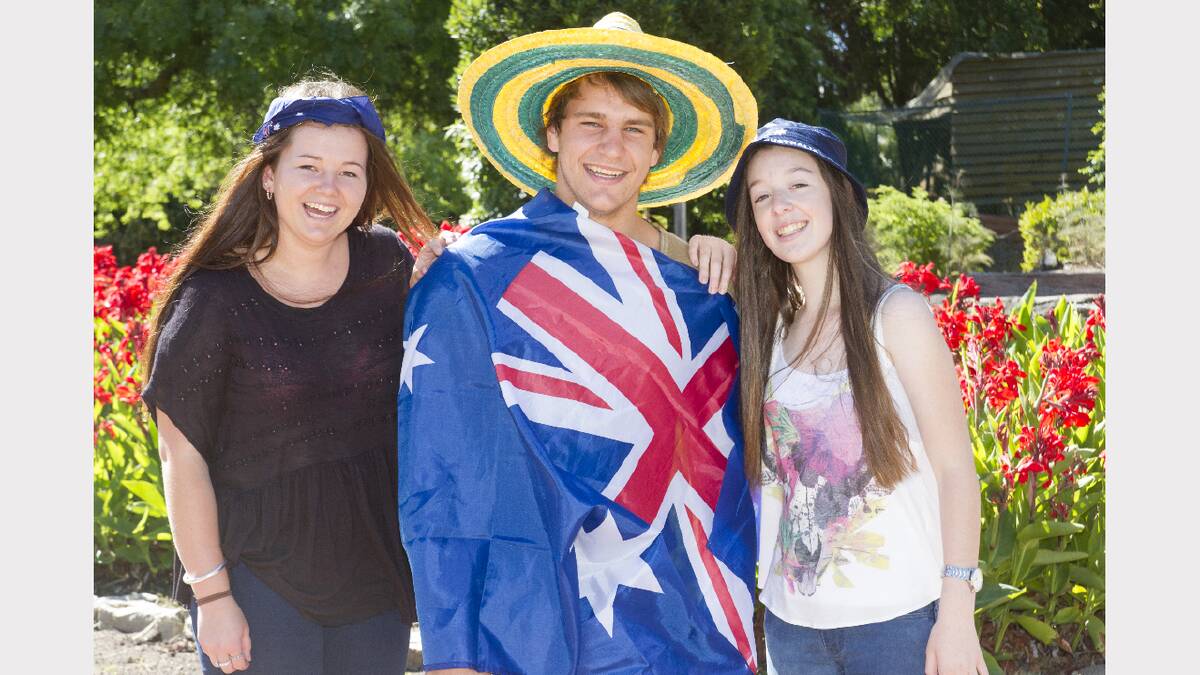AUSSIE PRIDE: People from across Ararat Rural City are invited to attend Australia Day celebrations at Alexandra Gardens on Sunday, where Australia Day awards will be presented and a citizenship ceremony conducted. Pictured ready to show their Aussie pride are Lauri Williamson, Liam Cavanagh and Lucy Mills. Picture: PETER PICKERING